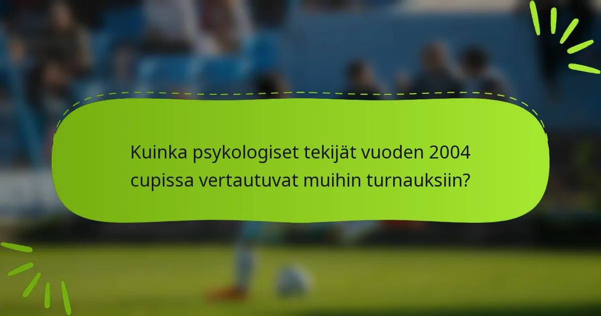 Kuinka psykologiset tekijät vuoden 2004 cupissa vertautuvat muihin turnauksiin?