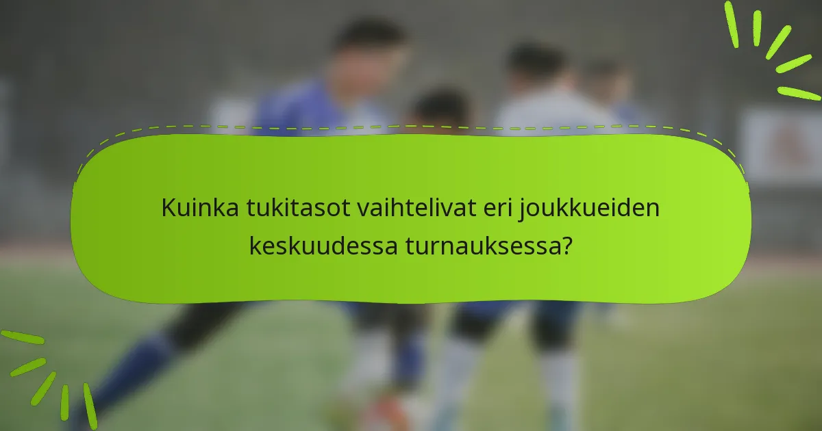 Kuinka tukitasot vaihtelivat eri joukkueiden keskuudessa turnauksessa?
