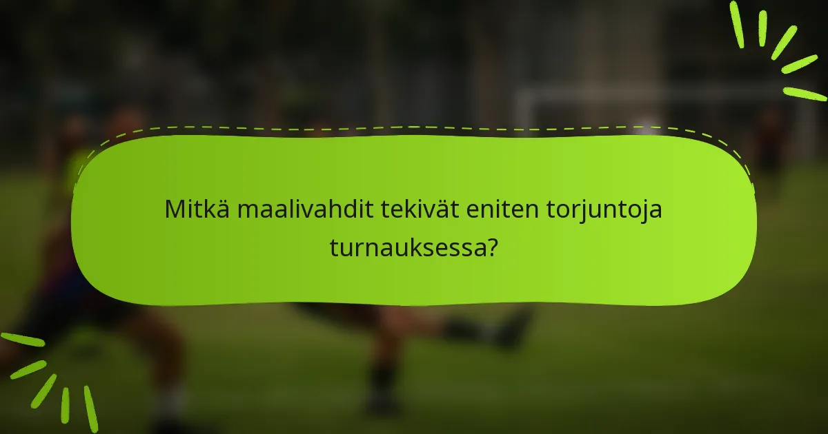Mitkä maalivahdit tekivät eniten torjuntoja turnauksessa?