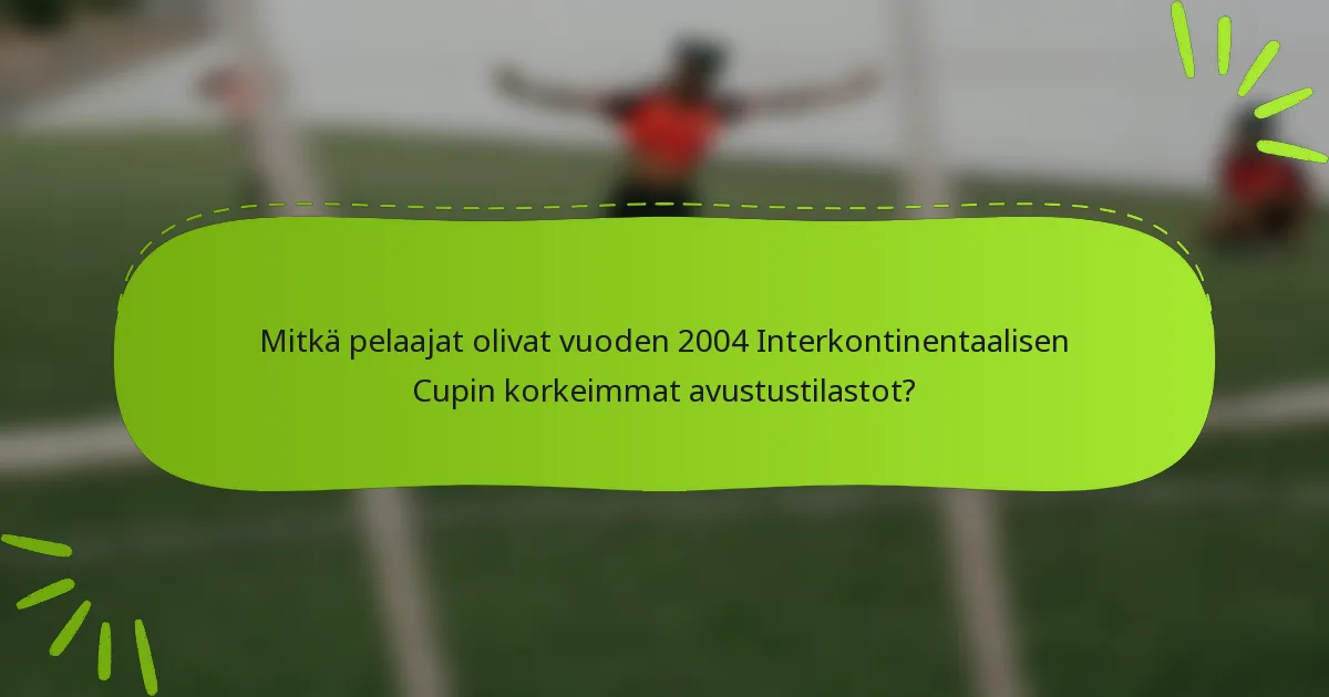 Mitkä pelaajat olivat vuoden 2004 Interkontinentaalisen Cupin korkeimmat avustustilastot?